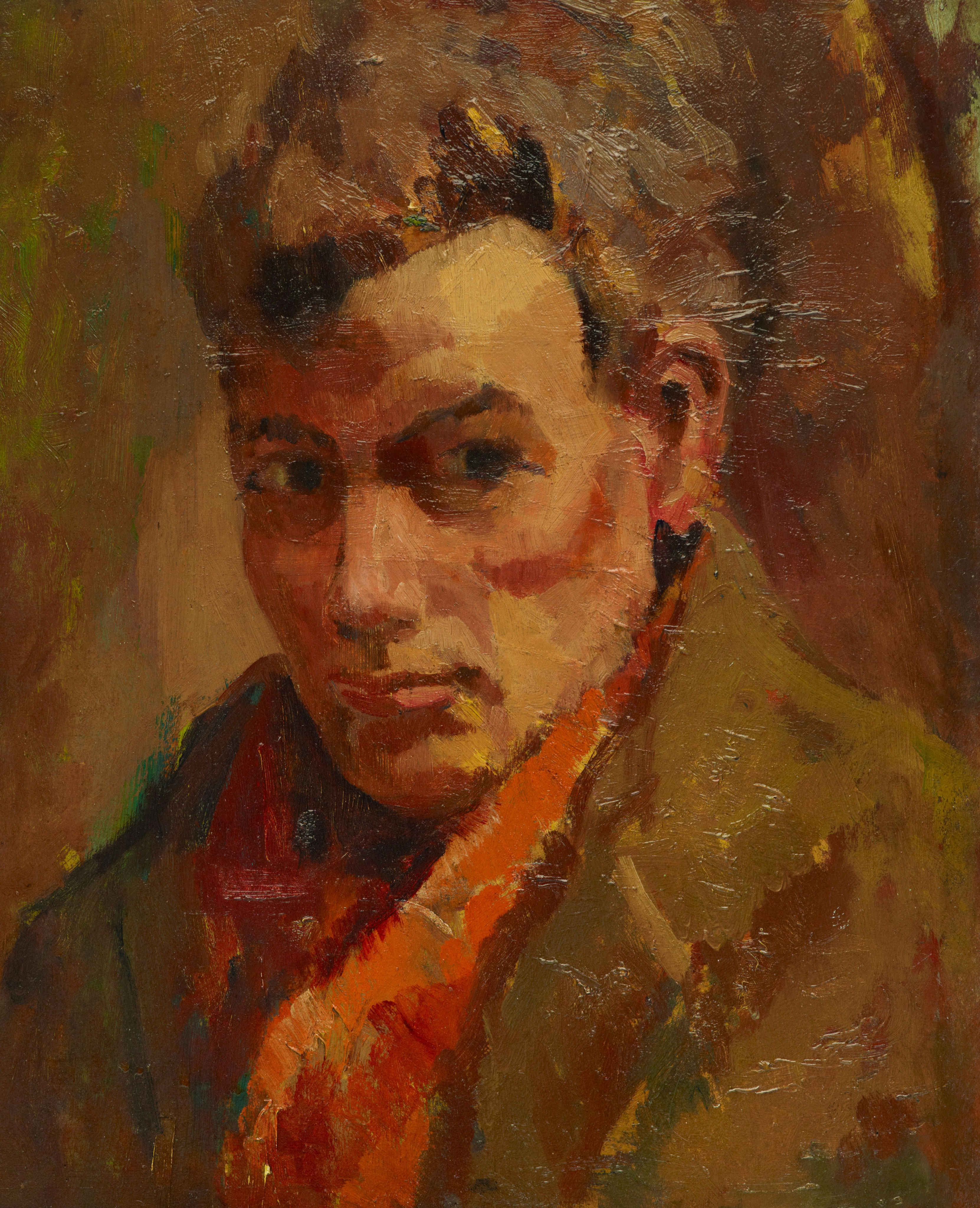 painting of man wearing a scarf